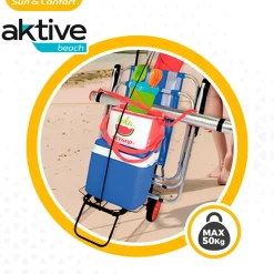 Aktive Carrito de Playa Plegable 35x45x100 cm
