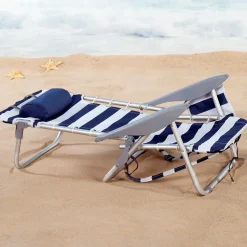 Aktive Silla de playa Bajo plegado 4 rayos con posiciones de cojín y bolsillo