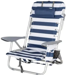Aktive Silla de playa Bajo plegado 4 rayos con posiciones de cojín y bolsillo