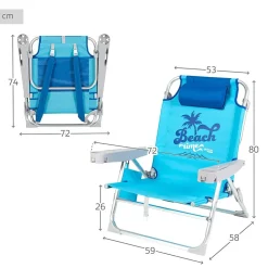 Aktive Silla de playa Low Toe 5 Positions With Cushion And Removable Bag