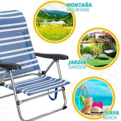 Aktive Silla plegable 5 posiciones baja 61x50x85 cm