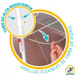 Aktive Sombrilla de Playa Antiviento Protección UV50 180 cm