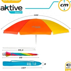 Aktive Sombrilla de Playa Antiviento Protección UV50 180 cm