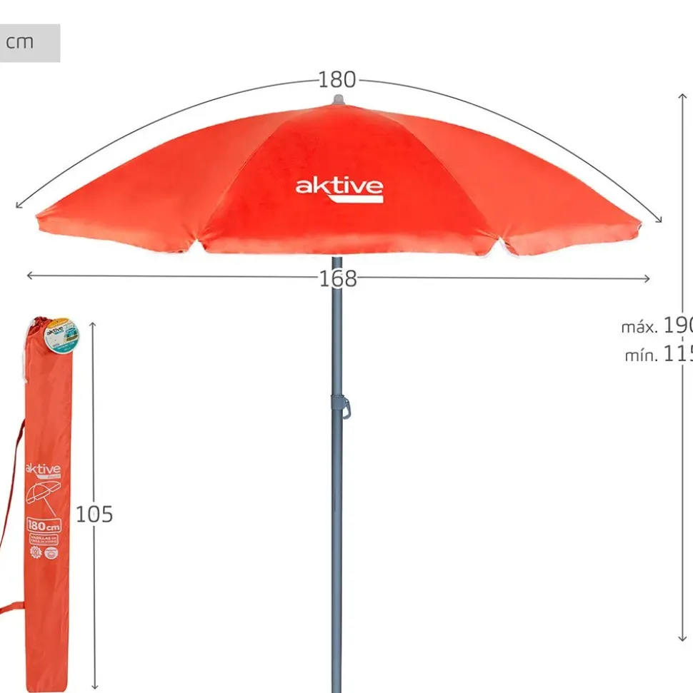 Aktive Sombrilla de playa 180 cm Inclinable Mast And UV50 Protection