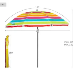 Aktive Sombrilla de playa inclinable a rayas UV50 Ø 62361 180 cm