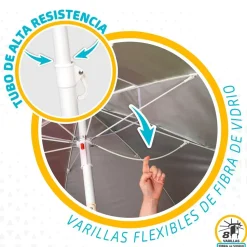 Aktive Sombrilla de playa resistente al viento con protección UV50 220 cm