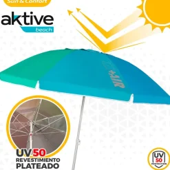 Aktive Sombrilla de playa resistente al viento con protección UV50 220 cm