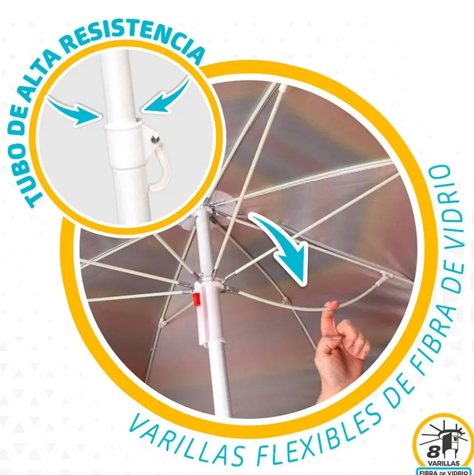 Aktive Sombrilla de playa resistente al viento con protección UV50 180 cm
