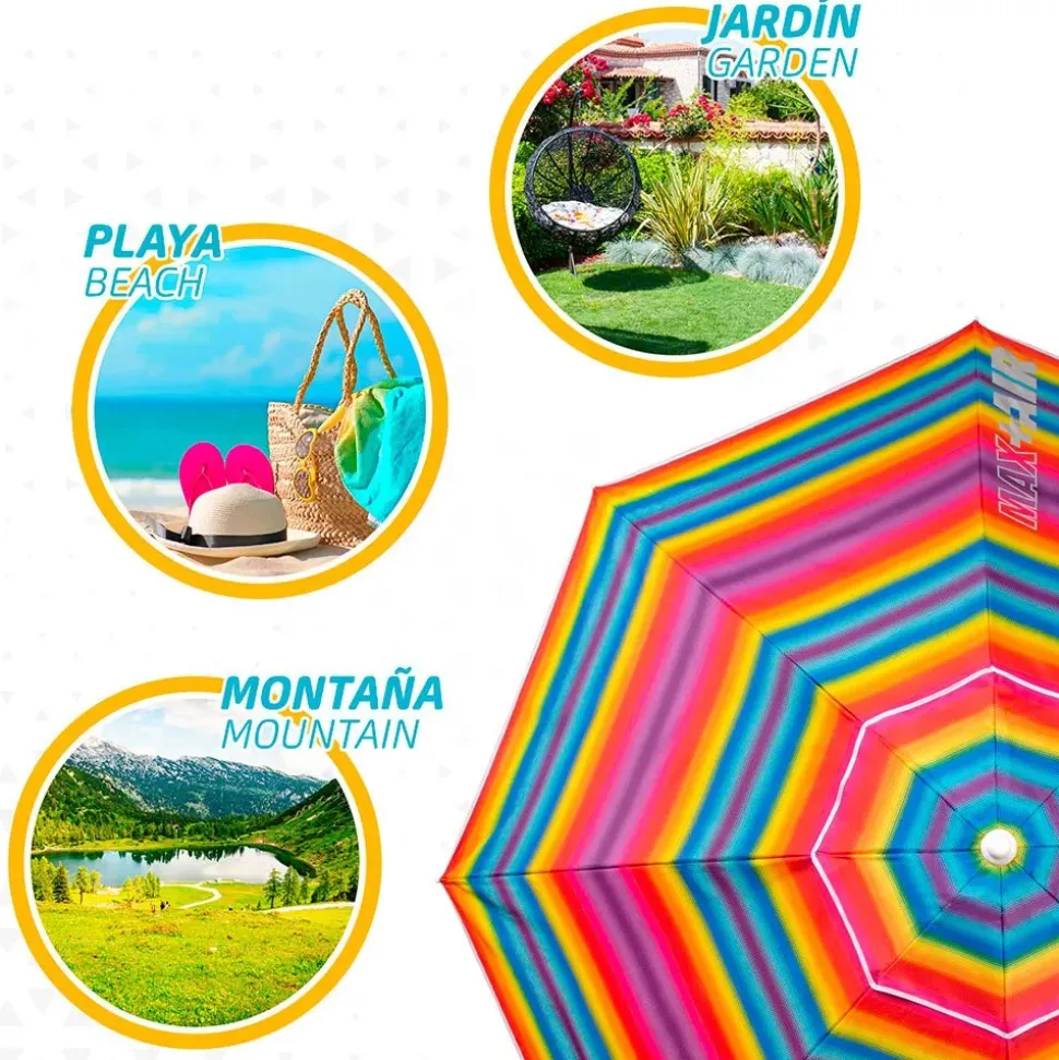 Aktive Sombrilla de playa Sun&Confort Ø resistente al viento UV50 con mástil inclinable 220cm