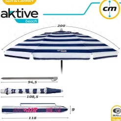 Aktive Sombrilla de playa Ventilation Roof UV50 Protection 200cm reacondicionado