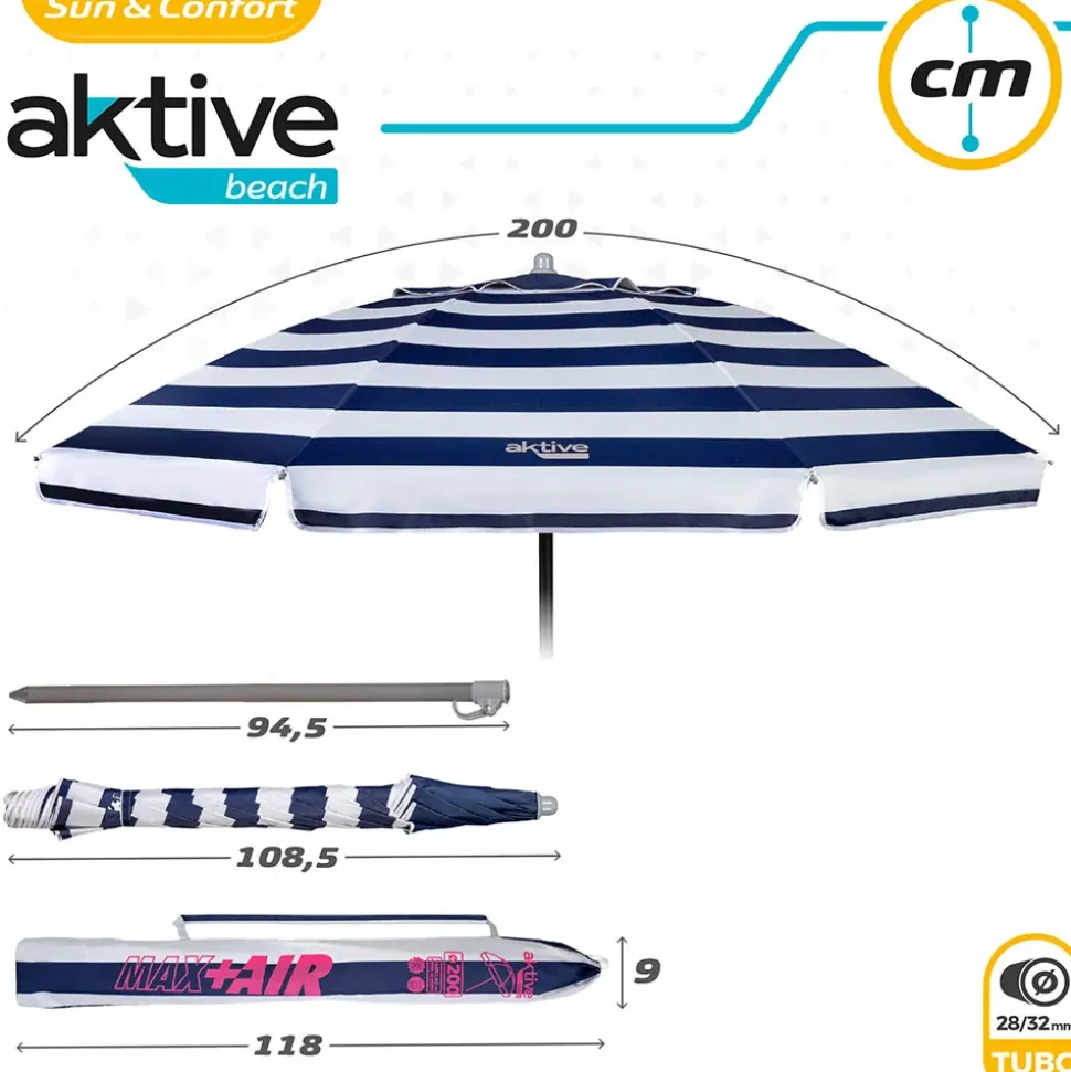 Aktive Sombrilla de playa Ventilation Roof UV50 Protection 200cm reacondicionado