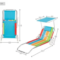 Aktive 62682 tumbona para carro de playa 52x117x62 cm