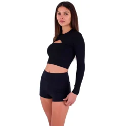 Hurley Rash guard Manga Larga Max Solid Rib Cropped Cross Yoke