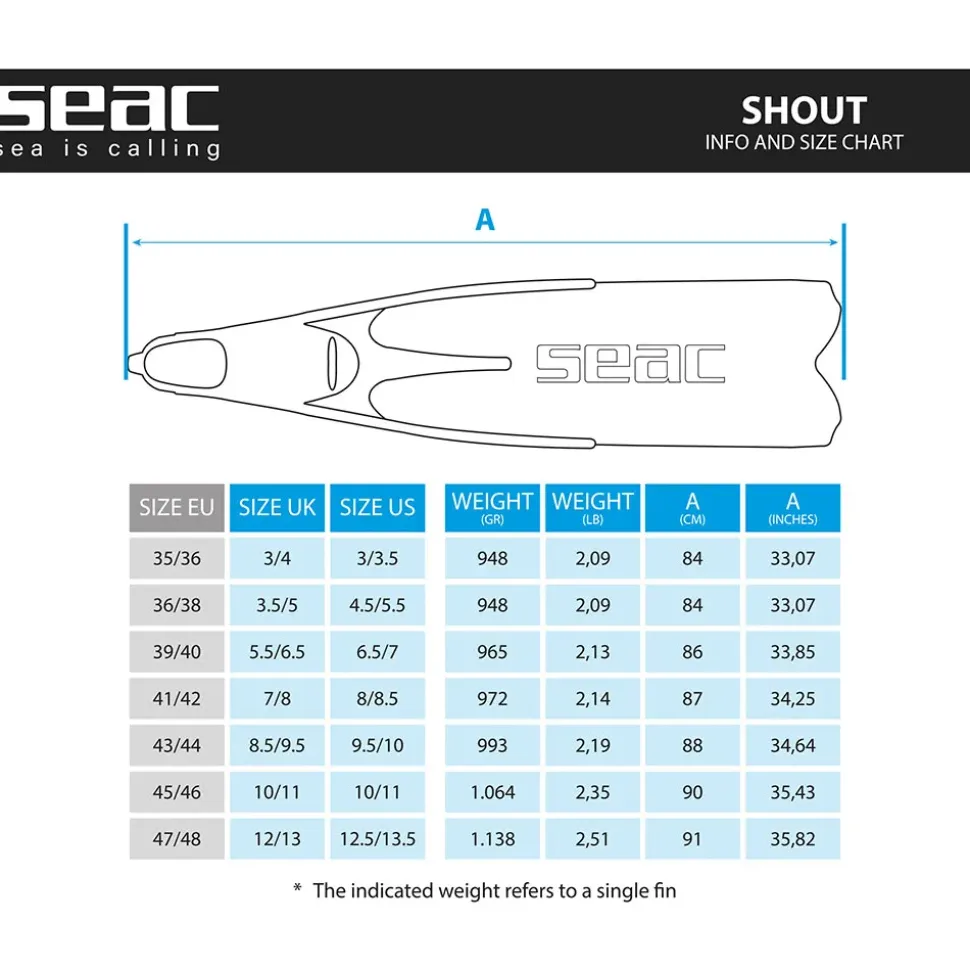 SEAC Aletas de pesca submarina Shout S700