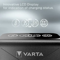 Varta Cargador LCD Pug+ con 4 pilas AA de 2100 mAh