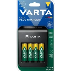 Varta Cargador LCD Pug+ con 4 pilas AA de 2100 mAh